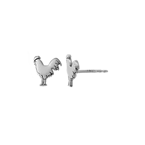 Sterling Silver Rooster Stud Earrings
