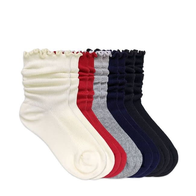 Smooth Toe Ripple Edge Turn Cuff Crew Sock