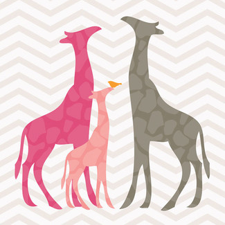 Modern Giraffes - Pink 18X18