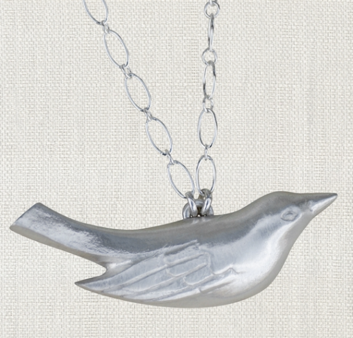 Mama Bird Necklace 17" Sterling Silver Necklace