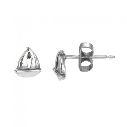 Sterling Silver Sailboat Stud Earrings