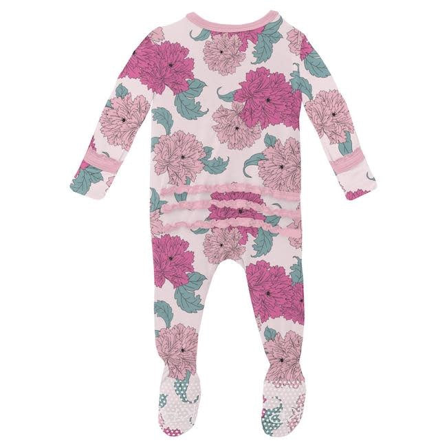 Print Muffin Ruffle Footie with 2 Way Zipper