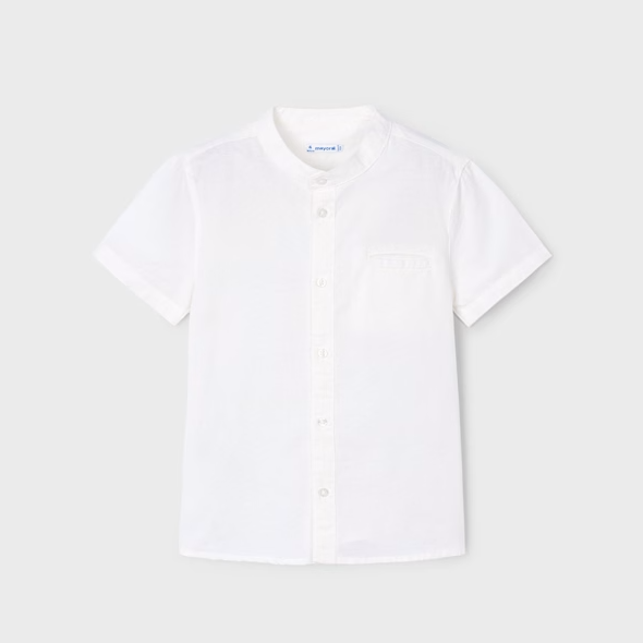 Boy Linen Mandarin Collar Shirt