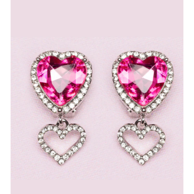 Boutique Heart Jewel Clip On Earrings