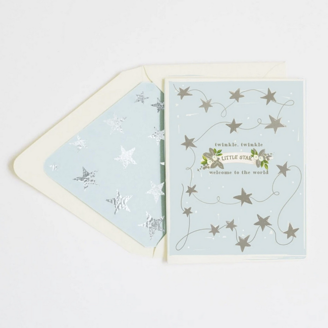 Twinkle Twinkle Little Star Blue Baby Greeting Card