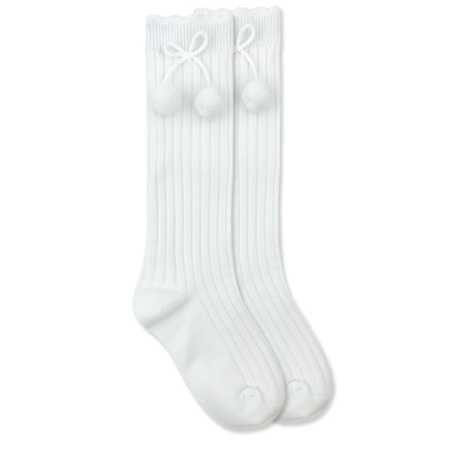 Rib Pom Pom Knee Sock