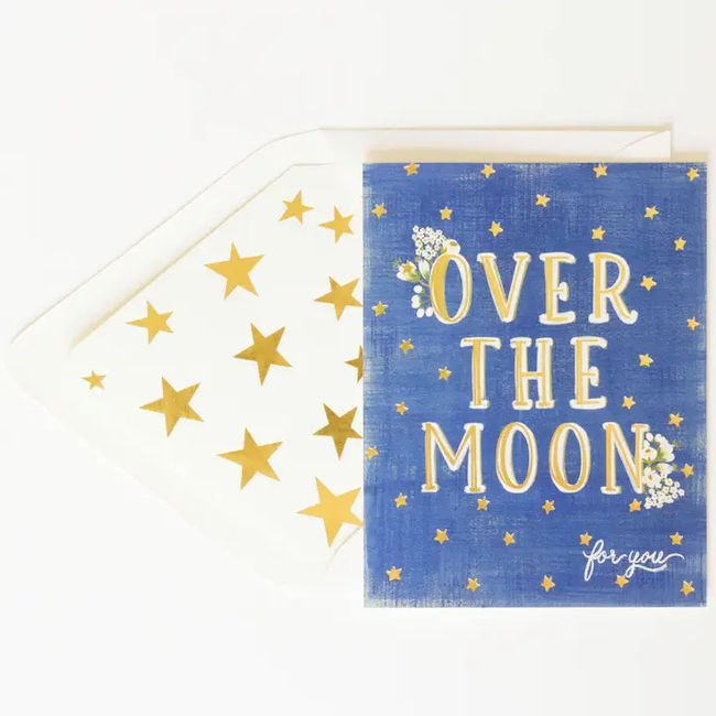 Over the Moon For You Congratulations Greeting Card