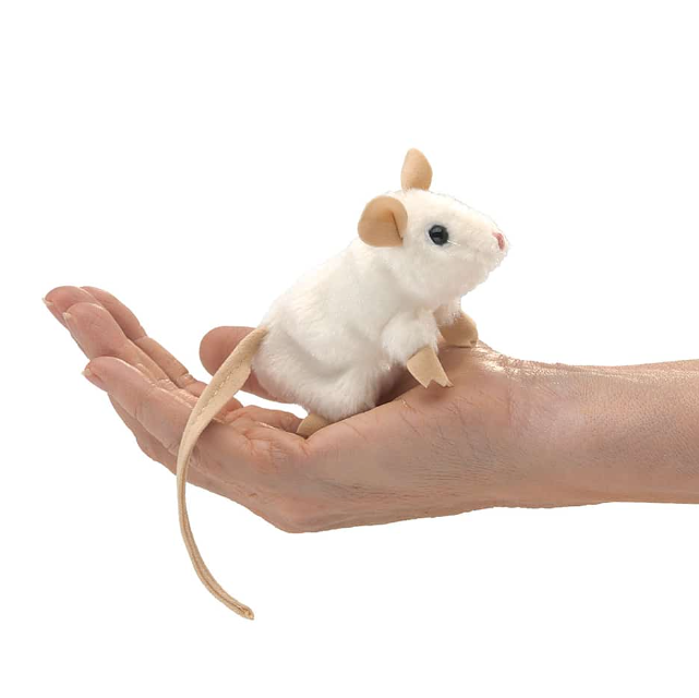 Mini White Mouse Finger Puppet
