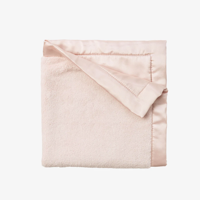 Pale Pink Satin Trim Flannel Fleece Baby Security Blankie