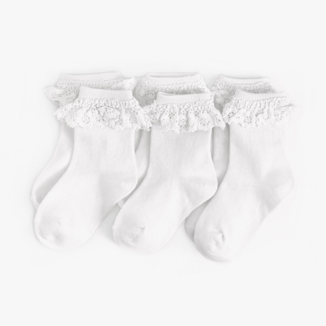 White Lace Midi Sock 3 - Pack