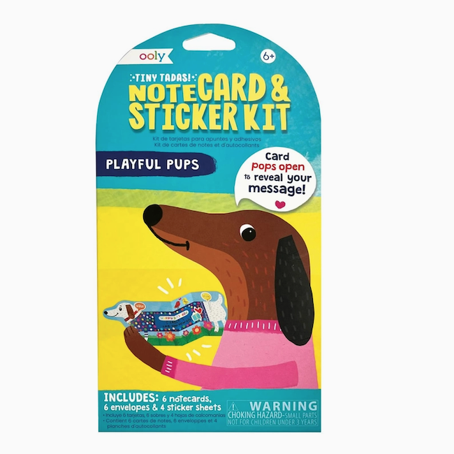 Tiny Tada! Note Cards & Sticker Set - Playful Pups