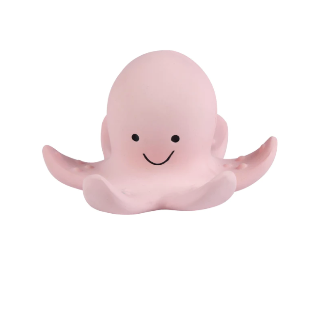 Octopus Organic Natural Rubber Rattle, Teether And Bath Toy