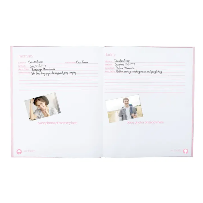 Linen Baby Memory Book - Pink