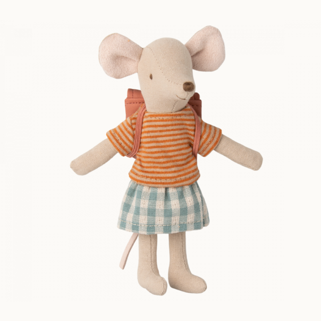 Tricycle Mouse, Big Sister With Bag - Old Rose