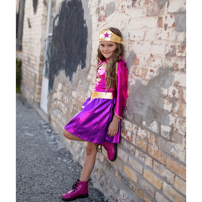 Superhero Star Dress, Cape And Headband Size 5-6