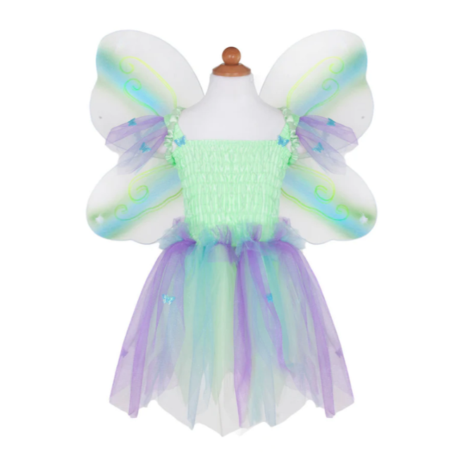 Butterfly Dress & Wings With Wand Green/Multi