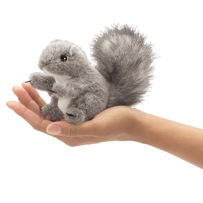 Mini Grey Squirrel Finger Puppet