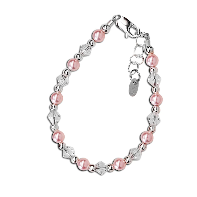 Payton Silver Bracelet With Pink Swarovski Pearls / Crystals