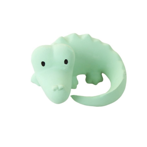 Crocodile Natural Organic Rubber Teether, Rattle & Bath Toy