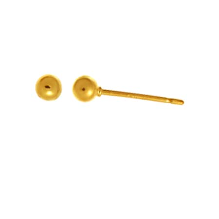 Sterling Silver 14Kt Gold Plated 3Mm Ball Post Earring