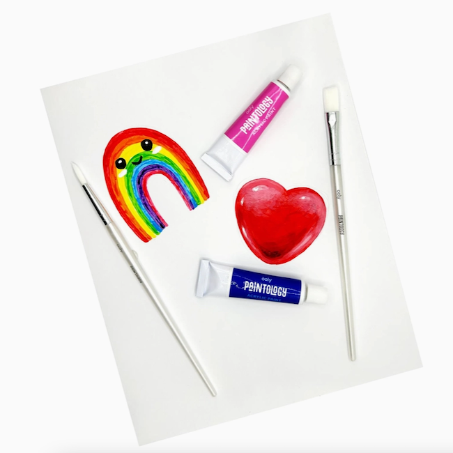 Paintology Acrylic Paints + 2 Brushes - Classic Colors