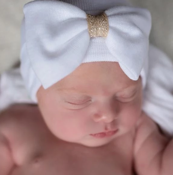 White Shimmer Bow Hat