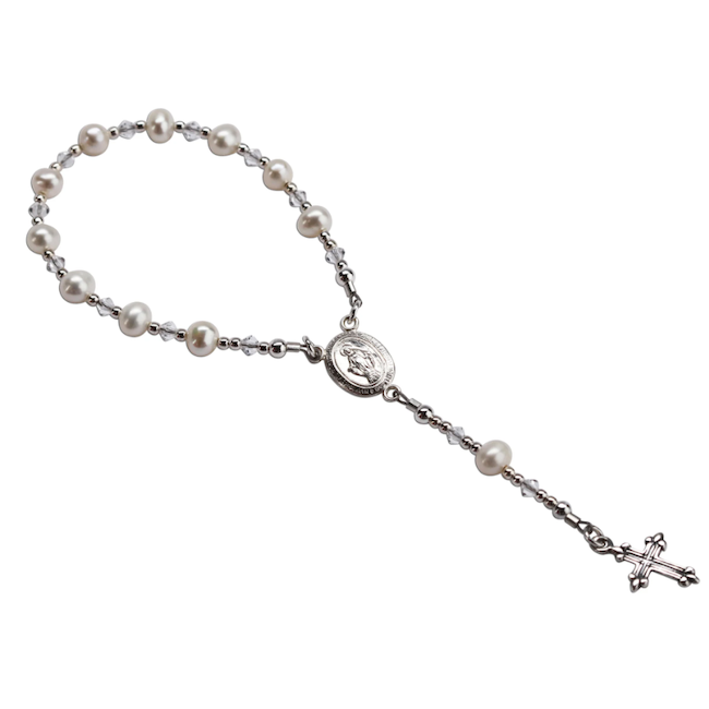 Sterling Silver White Baby Rosary Gift
