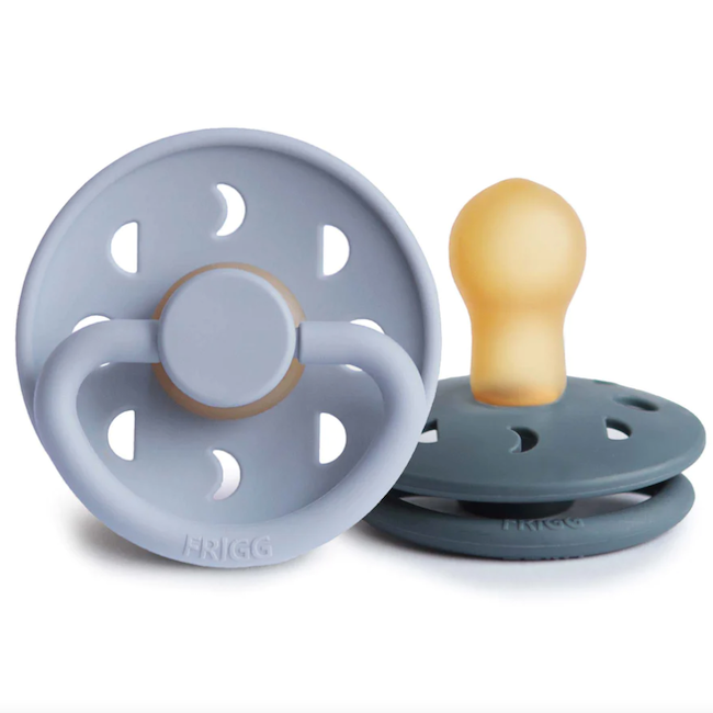 Frigg Moon Natural Rubber Baby Pacifier 2 Pack In Powder Blue / Slate