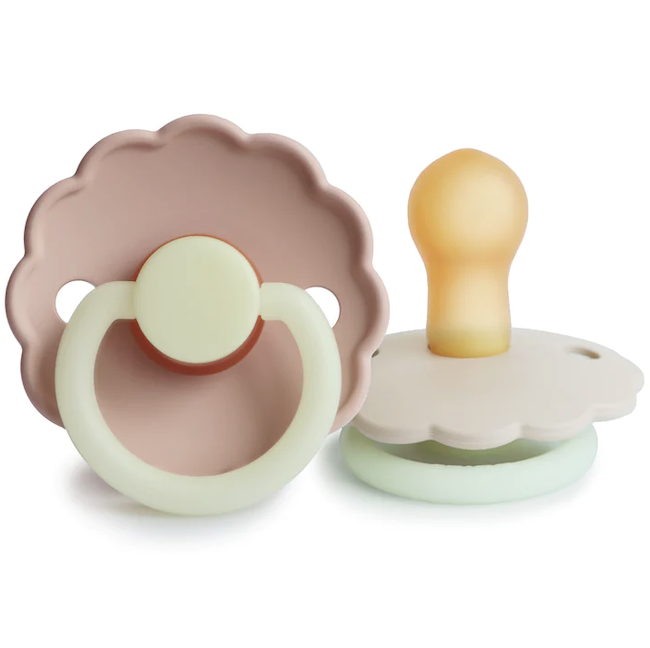Frigg Daisy Night Natural Rubber Pacifier - 0-6m - blush/cream -2 Pack