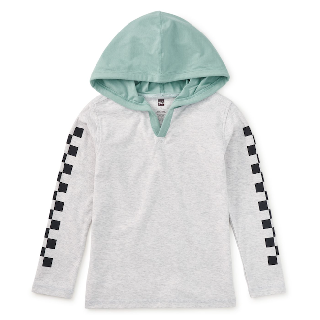 Checker Sleeves Happy Hoodie