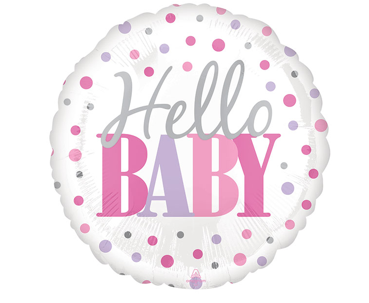 Hello Baby Pink Dots Balloon