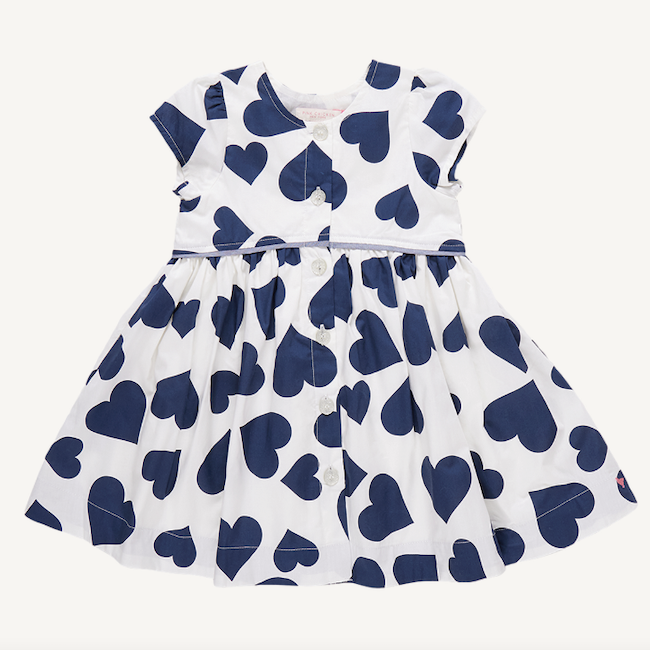 Fatima Dress - Navy Tossed Hearts