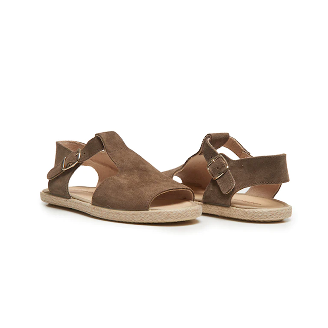 Suede T-Bar Espadrille Sandal