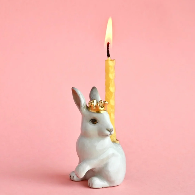 Royal White Rabbit Cake Topper