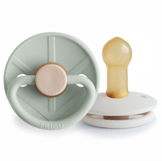 FRIGG Little Viking Natural Rubber Pacifier 2-Pack in Sage/Cream