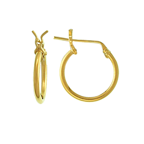 Sterling Silver 14Kt Gold Plated L Hoop Earring