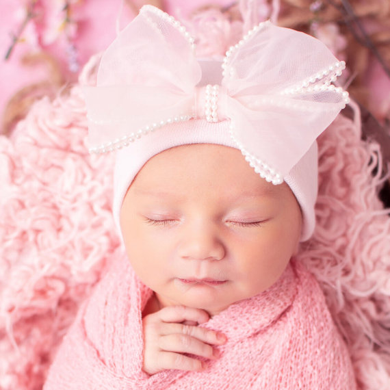 Patty Bow Pink Hat - NB