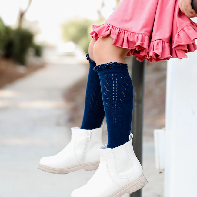 Fancy Lace Top Knee High Socks