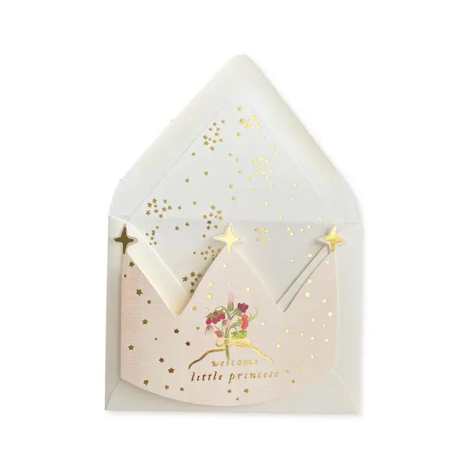 Welcome Little Princess Crown Baby Greeting Card