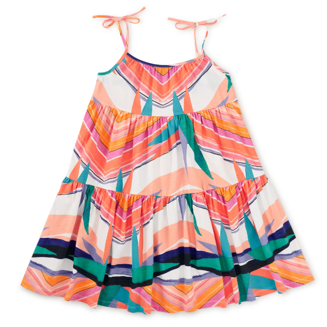 Tie Shoulder Tiered Dress