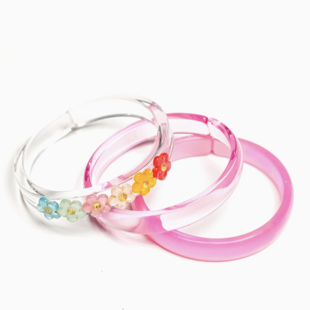 Pearl Colors Flowers Pink Bangles