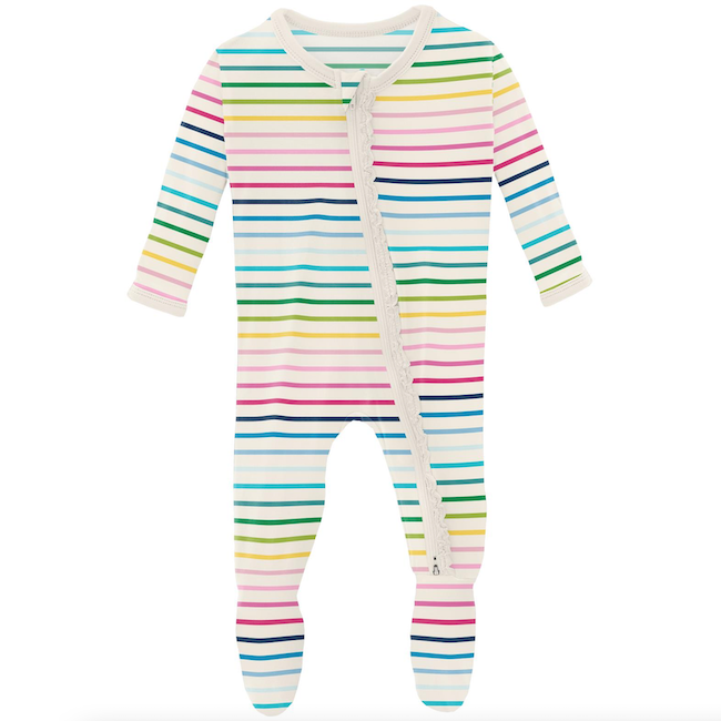 Print Muffin Ruffle Footie With Zipper