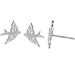 Sterling Silver Flying Bird Stud Earring