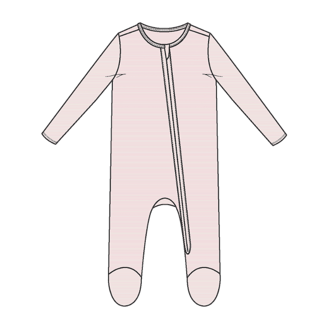 Light Pink Stripe - 2 Way Zipper Footie