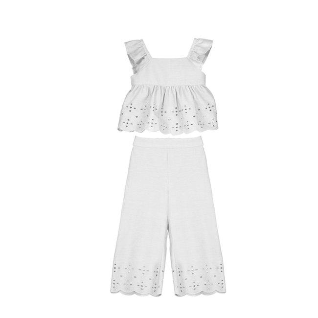 Girl Eyelet Top and Pants Set