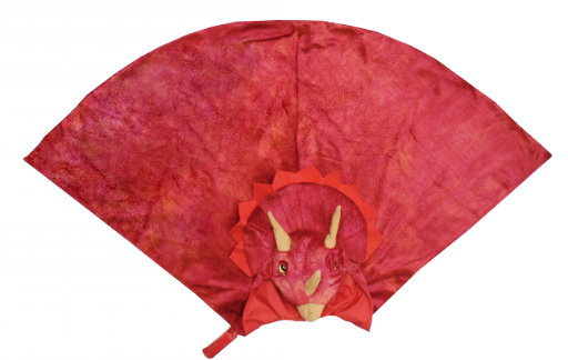 Triceratops Hooded Cape - Red - Size 4-6 Years