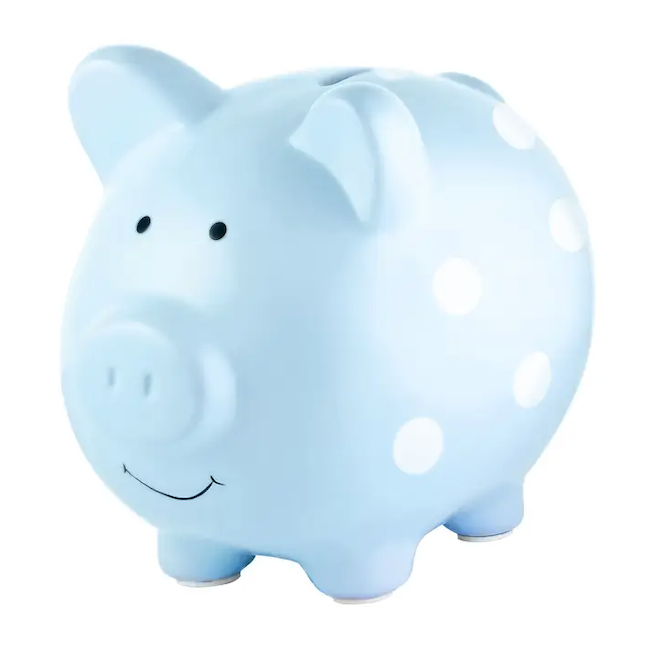 Polka Dot Piggy Bank in Blue