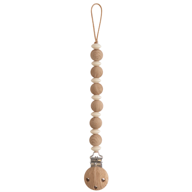 Silicone Pacifier Clip - Luna / Faux Wood