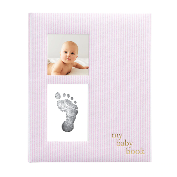 Pink Seersucker Baby Book