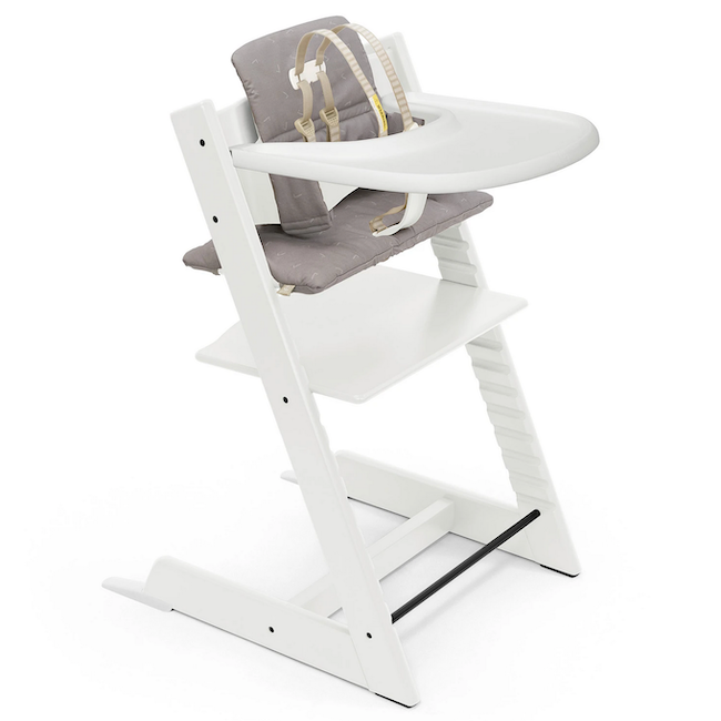 Tripp Trapp High Chair and Cushion with Stokke Tray White / Icon Grey
